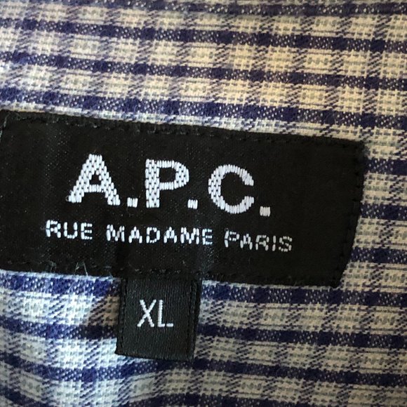 A.P.C. Rue Madame Paris Check Button Front Shirt - Picture 2 of 10